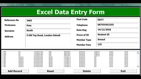 create printable form from excel data