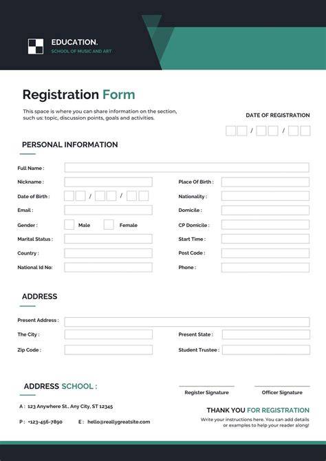 Create Printable Registration Form