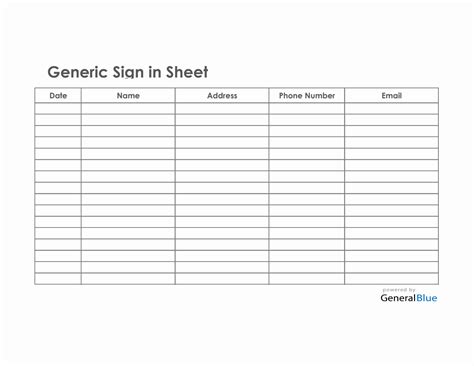 Create Printable Sign In Sheet Excel