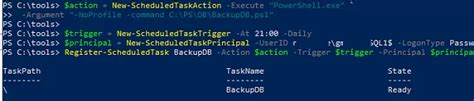 create scheduled task powershell gmsa