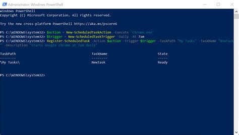 create scheduled task to execute powershell script