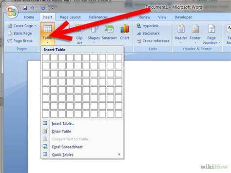 Create Table In Ms Word