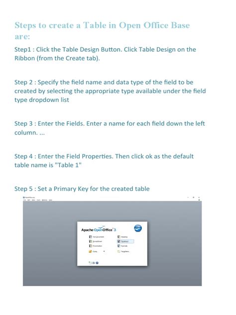 Create Table In Openoffice Base