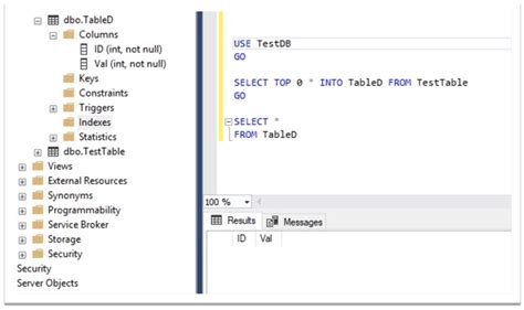 Create Table Using Select