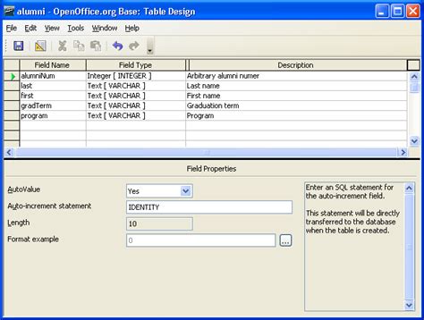 Create Table Using Sql In Openoffice Base