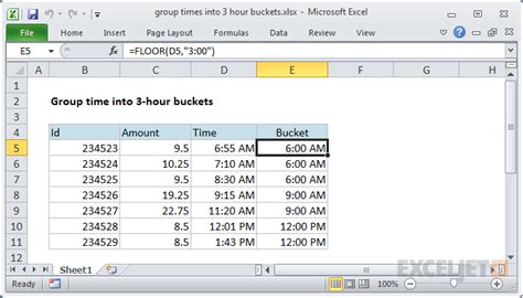 Create Time Buckets Excel