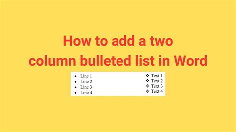 create two column bulleted list word
