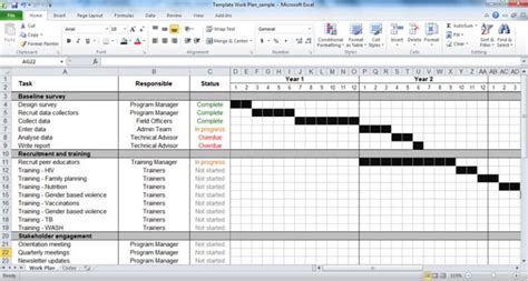 create work plan in excel