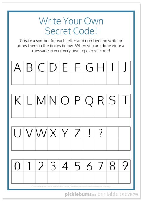Create Your Own Printable Secret Code