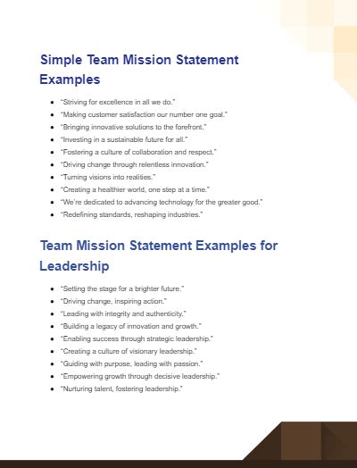 creating a mission statement for a team