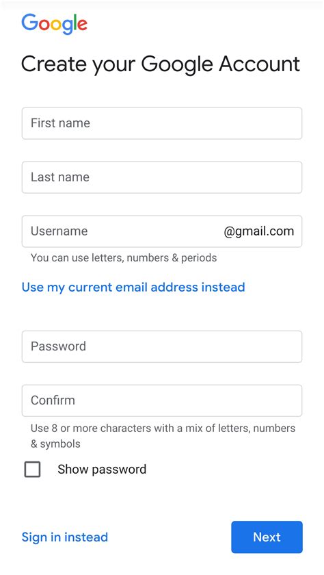 creating an account