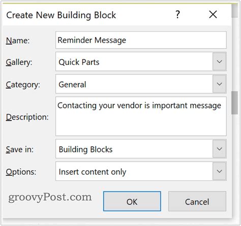 Creating Building Blocks In Word