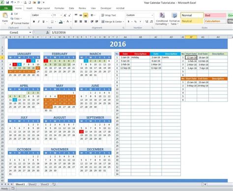 Create Calendar in Excel
