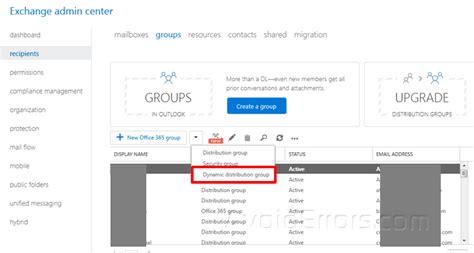 creating dynamic distribution group in office 365