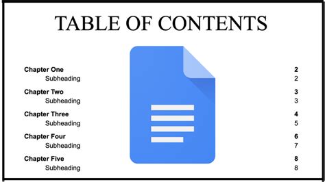 creating table of contents in google docs
