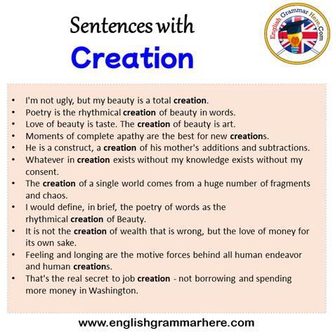 creation in a sentence examples
