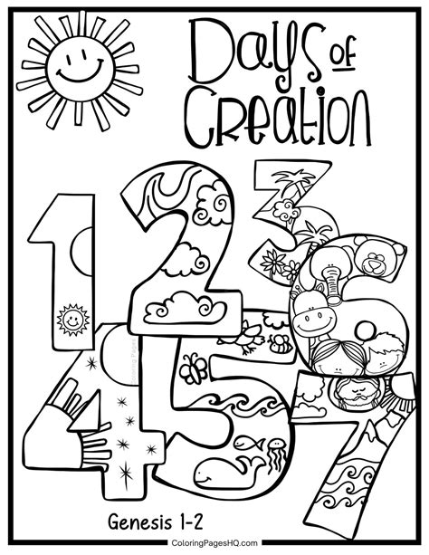 Creation Number Coloring Pages