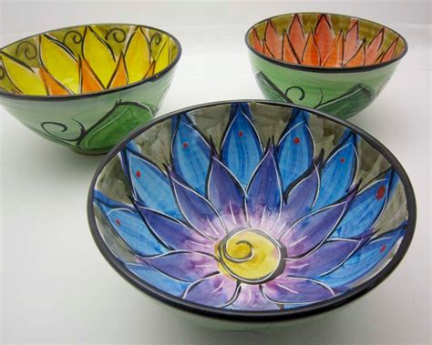 Handmade Pottery Bowl Decorative Hand Painted by ateliermarla