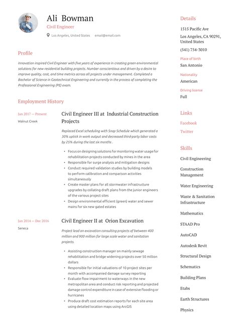 Creative Resume For Civil Engineer