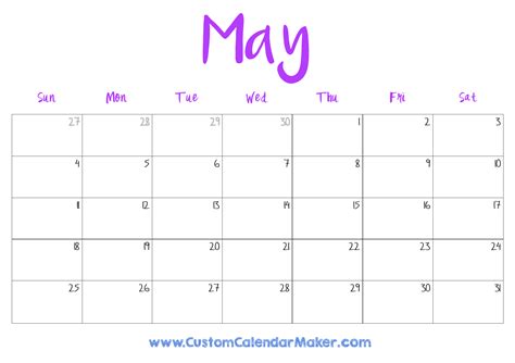 Creative Printable Calendar May