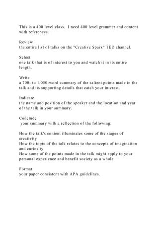 Creative Spark Ted Channel Printable Version