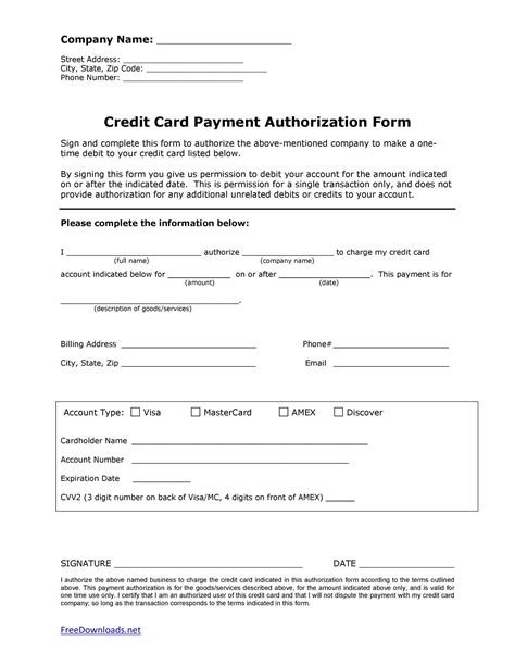 Free Credit Card Authorization Form Template Calep in Credit Card On