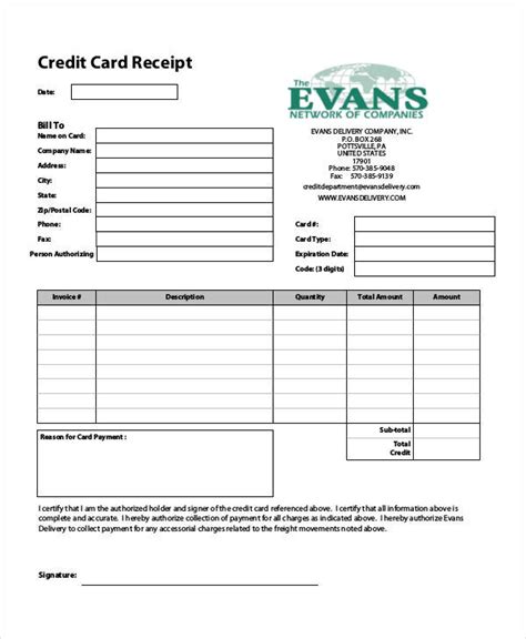 Credit Card Receipt Template Word Elegant Sales Sample Word Download