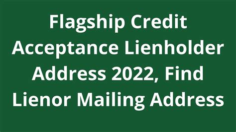 credit acceptance lienholder info
