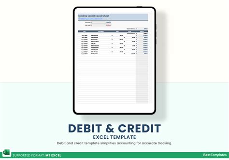 Credit Debit Sheet Printable