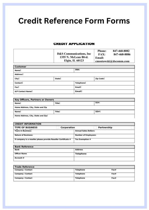 credit reference form examples