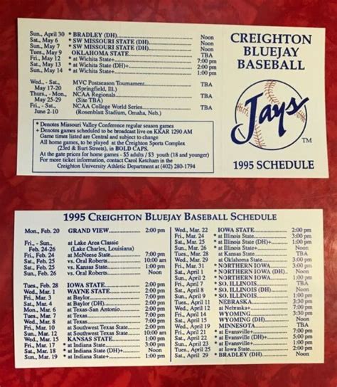 creighton university baseball schedule