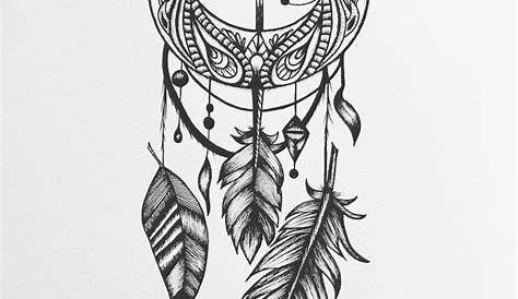 Hand drawn Dream Catcher with Crescent Moon. — Stock
