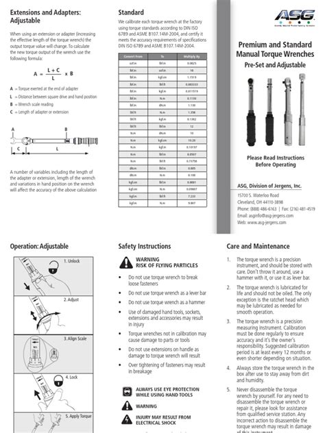 Crew Line Torque Wrench Instructions