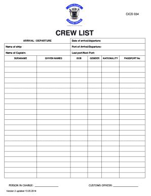 Crew List Example