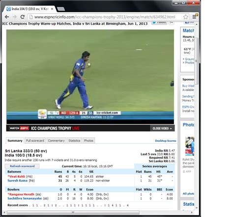 cricinfo live scores and news