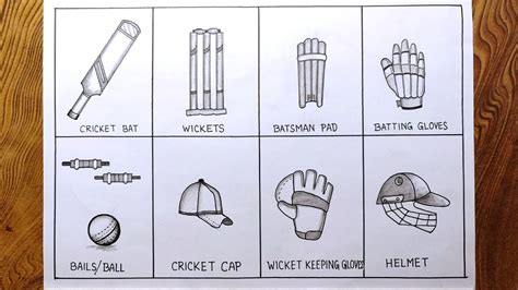 Cricket Equipment Drawing