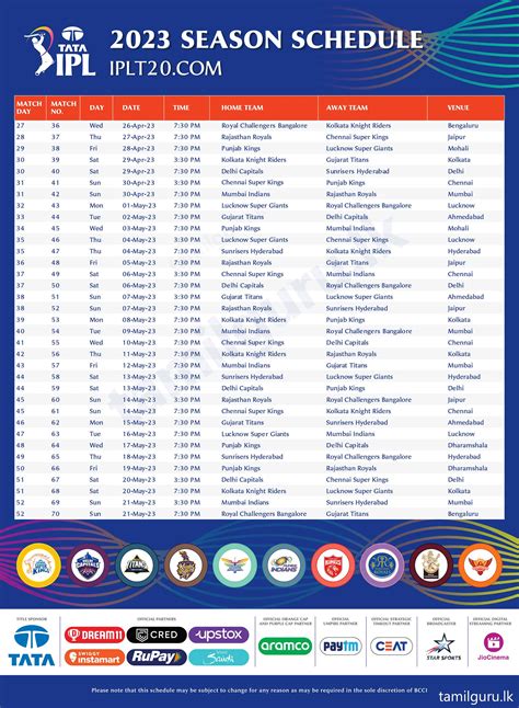 cricket match today ipl 2023 schedule