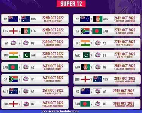 cricket world cup 2022 schedule