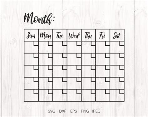 Blank Calendar With Note Lines Svg File Month of Svg Instant Etsy