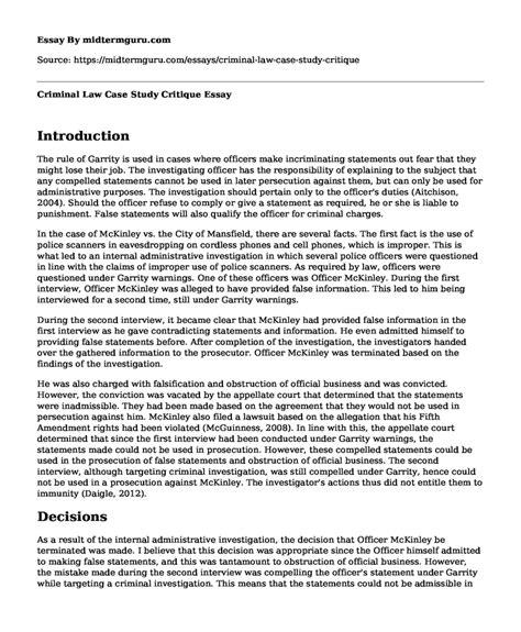 This Criminal Law Case Study Examples Uk For Male