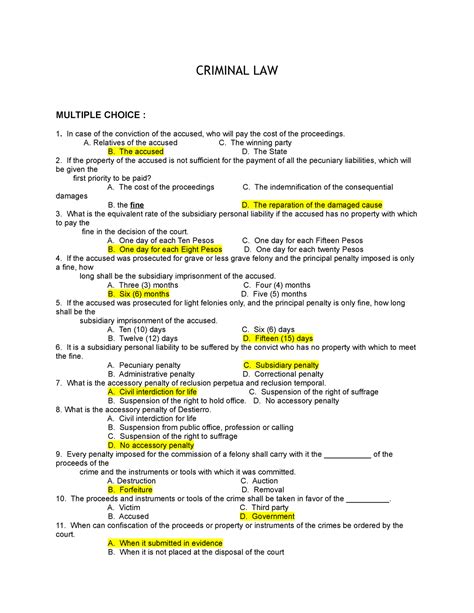 criminal law quiz questions and answers pdf