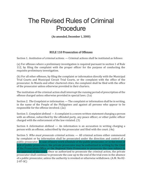 criminal procedure rules summary
