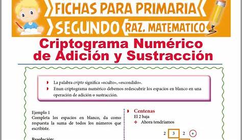 Criptogramas De Adicion Y Sustraccion R M Tercer Grado Clase – Otosection