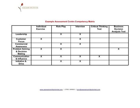 criteria assessment center test example
