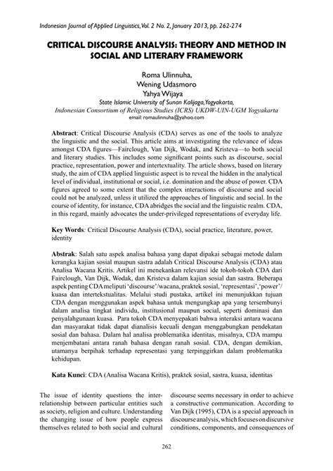 critical discourse analysis theory and method in social and literary framework