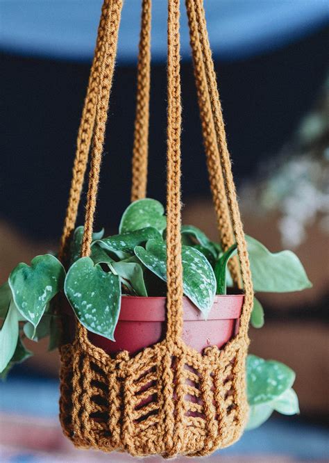 Crochet hanging planter plant hanger plant pot holder