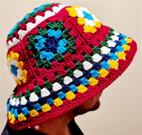 Crochet Granny Square Bucket Hat Pattern