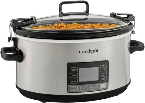 CrockPot 6qt Programmable Cook & Carry Slow Cooker Travel Lid Lock