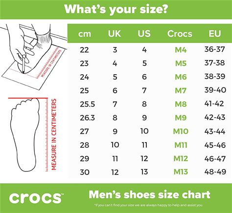 crocs sizing chart men