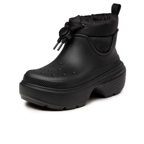 crocs stomp puff boot women's black boots